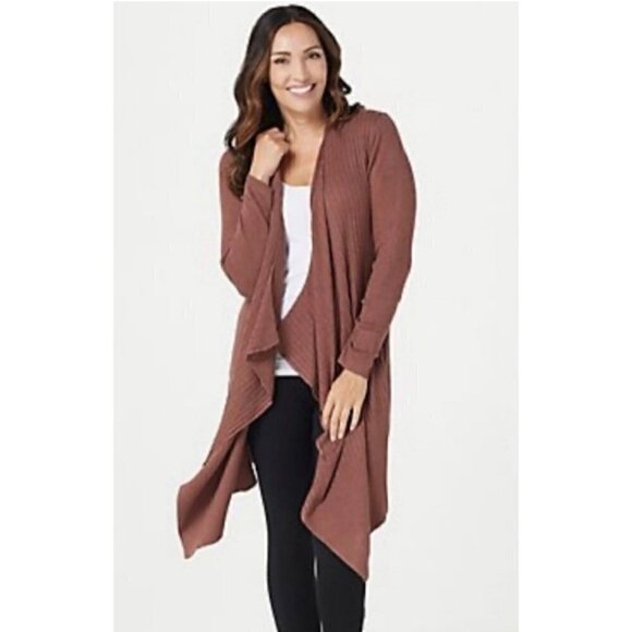 NWT Zuda Escovero Open Front Ribbed Cardigan Sweater in Chestnut - XXS - Picture 1 of 8